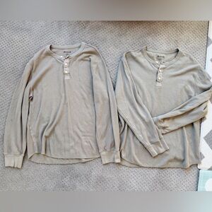 Madewell Man Gray Long Sleeve Henley Shirts